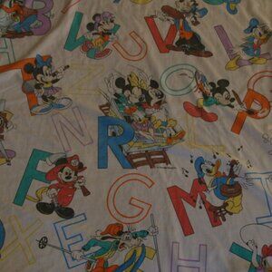 Mickey And Friends Alphabet Disney Vintage Double Fitted Bed Sheet or Fabric